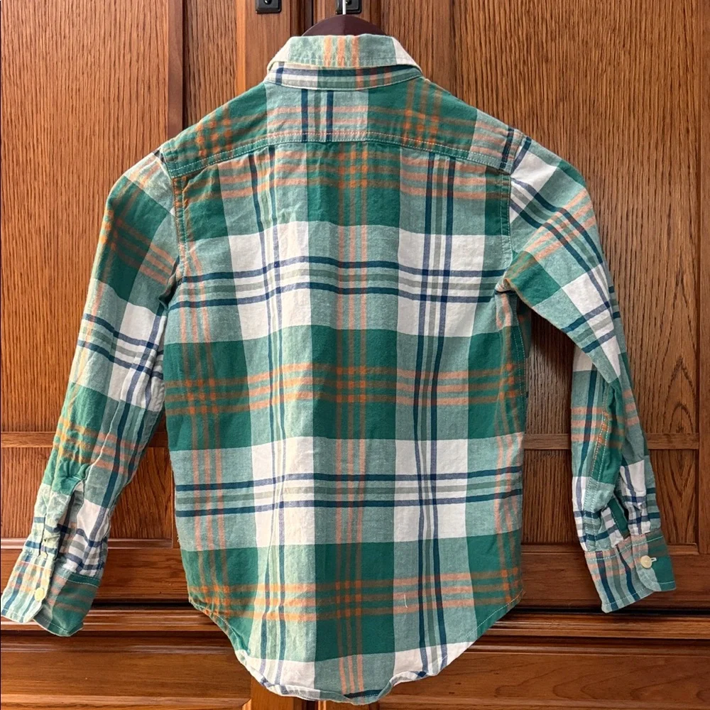 GAP Kids Plaid Button Down Shirt Hunter Palisade New Algae Green